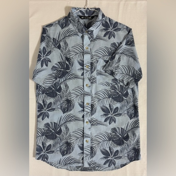 Travis Mathew Hawaiian Shirt Men’s Short Sleeve Button Up Blue Tropical Small - Picture 8 of 9